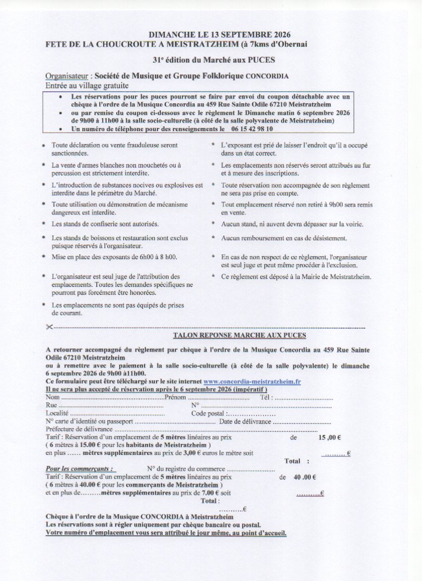 FORMULAIRE PUCES 2026 | Le Journal de Marsel (JDM Éditions) Marché aux puces Molsheim 0