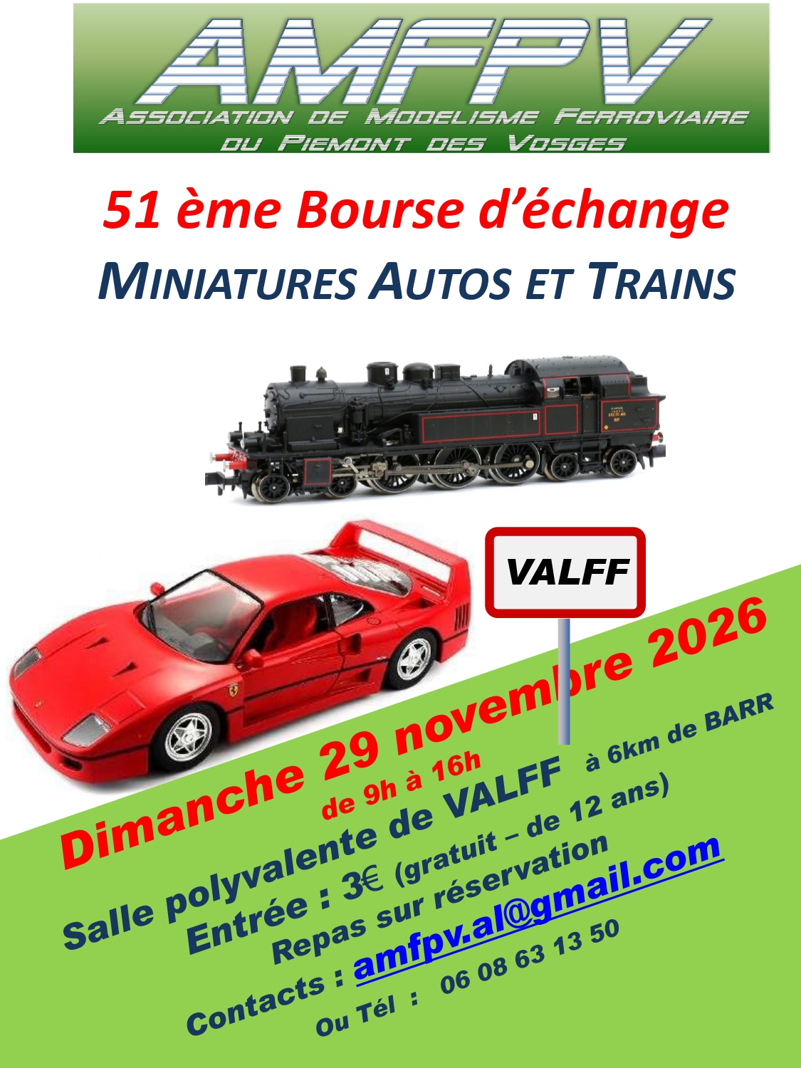 AFFICHE BOURSE VALFF_NOVEMBRE26 JPG | Le Journal de Marsel (JDM Éditions) Bouse d’échange miniatures autos et trains Sélestat 0