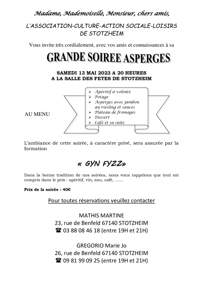 Soirée Asperges