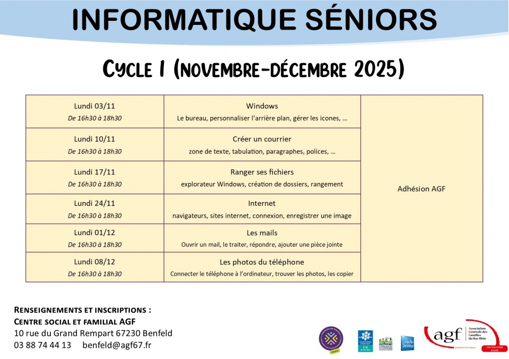 Ateliers séniors : Informatique 