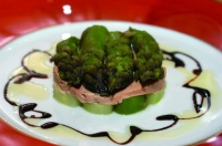 Galette d’asperges vertes au foie gras
